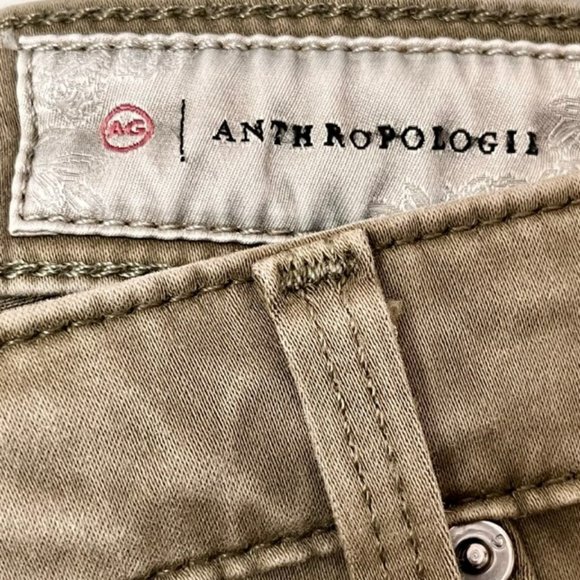 Adriano Goldschmied for Anthropologie Abbey Sateen Ankle Jeans - Olive - 32R - Picture 10 of 12